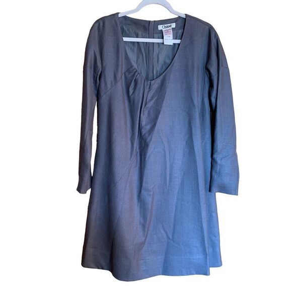 Vintage Chloe Womens Size 36 Gray Cocktail Scoop Neck Sheath Dress - Picture 1 of 6